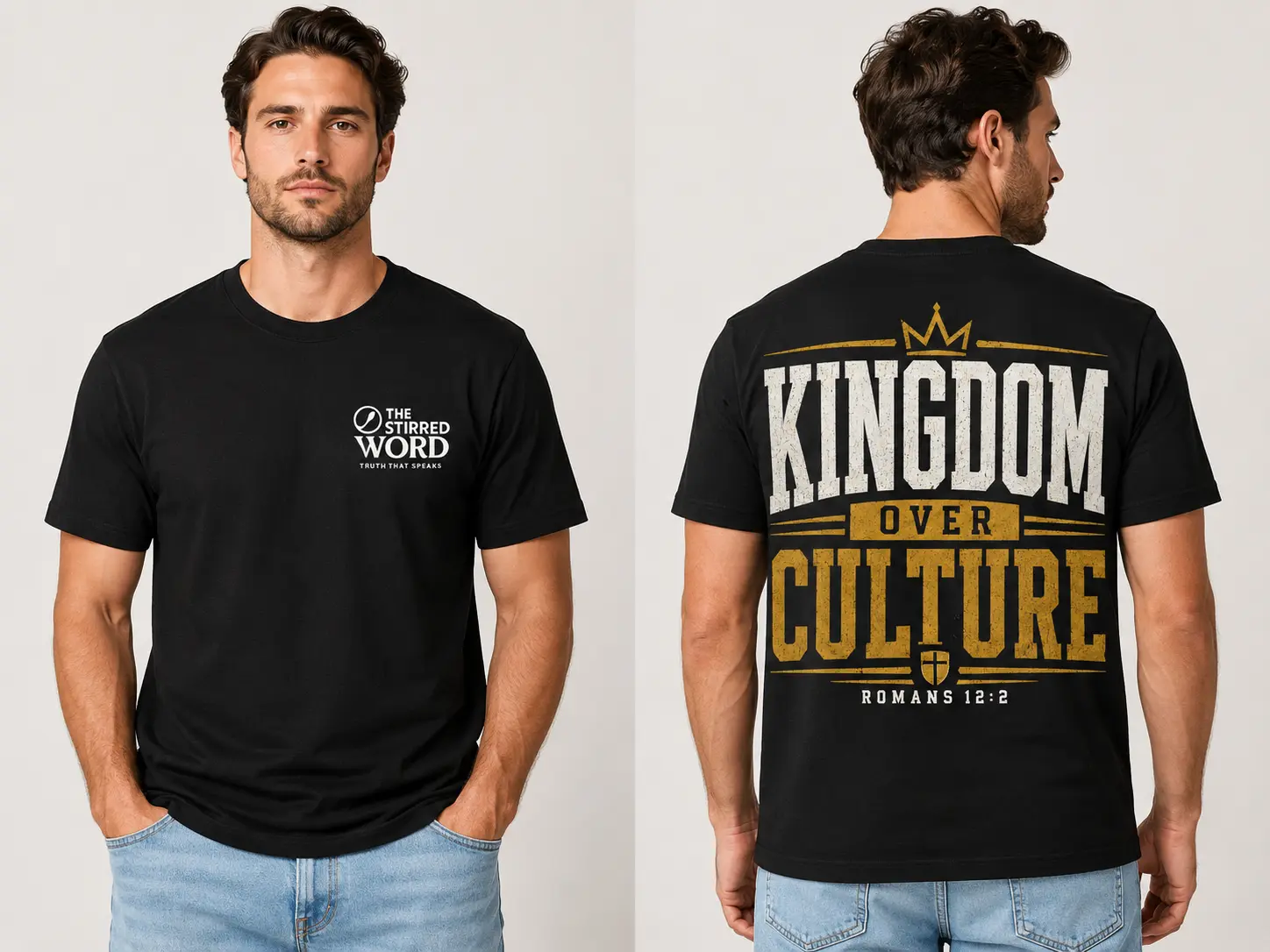 Kingdom Over Culture black T-shirt, front and back